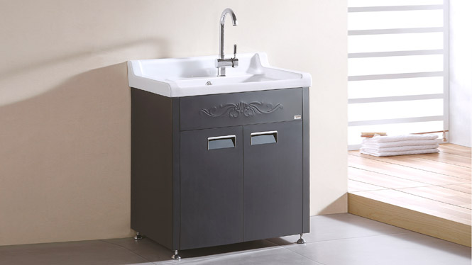 TB-5803 不锈钢洗衣柜 石英石斜搓衣板浴室卫浴柜组合 700mm