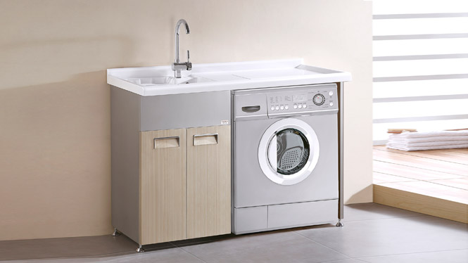 TB-5801 不锈钢阳台洗衣机柜洗衣柜 带搓板专利台盆 浴室柜组合 1200mm