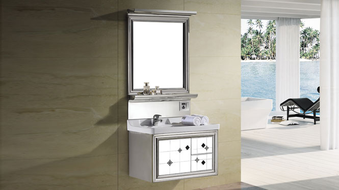 不锈钢挂墙式浴室柜组合 洗手盆洗脸盆柜 组合柜T-9561  700mm