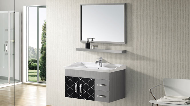 304不锈钢浴室柜现代简约挂墙式洗脸盆柜组合T-9456  800mm