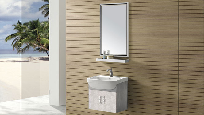 不锈钢浴室柜组合挂墙式洗脸洗手盆柜卫浴柜T-9445B  600mm