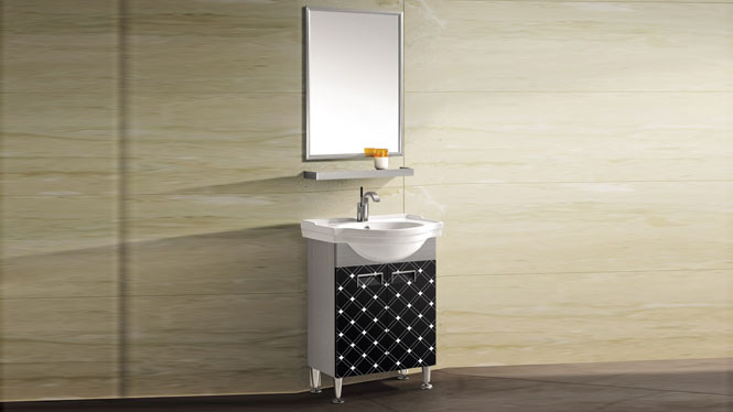 不锈钢浴室柜组合 落地 卫浴柜立柜 洗手洗脸盆柜 全套组合T-9578  600mm