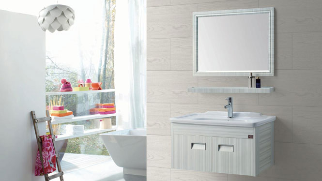 太空铝浴室柜简约卫浴柜洗脸盆柜组合挂墙式铝合金浴室柜GD-9603 800mm