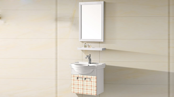 太空铝挂墙式洗脸盆柜组合 现代简约浴室柜组合 镜柜组合T-9715  500mm600mm