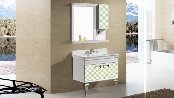 浴室柜组合落地洗手洗脸台面盆置物柜卫生间镜柜太空铝合金T-9721  800mm