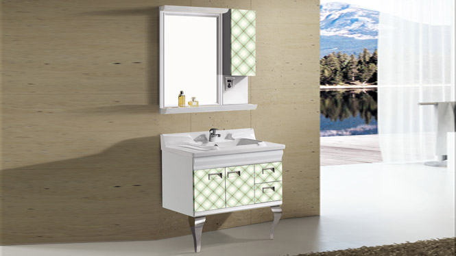 太空铝落地柜浴室柜组合 一体陶瓷盆洗手盆面盆柜带镜柜T-9727  800mm