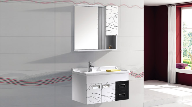 太空铝浴室柜组合挂墙式卫浴柜洗手台洗手盆柜组合镜柜T-9758 800mm