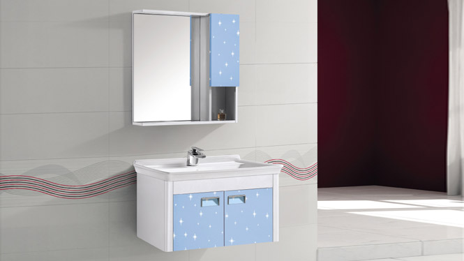 太空铝挂墙式洗脸盆柜组合 现代简约浴室柜组合 镜柜组合T-9759   700mm