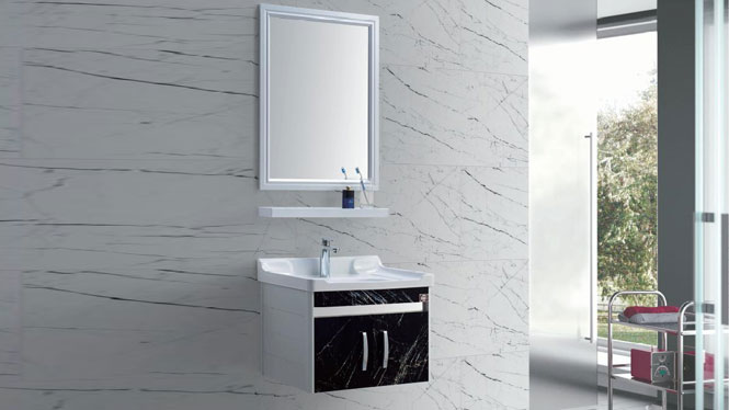 太空铝浴室柜组合挂墙式卫浴柜洗手台洗手盆柜组合镜柜GD-9617  610mm