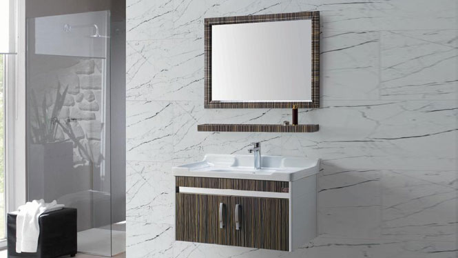 太空铝挂墙式洗脸盆柜组合 现代简约浴室柜组合 镜柜组合GD-9618  810mm