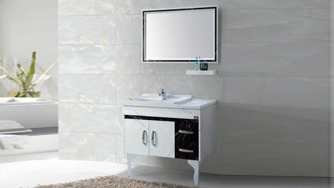 太空铝浴室柜盆 铝材卫浴柜 落地洗手盆 洗衣陶瓷盆 现代浴室柜GD-9625  910mm
