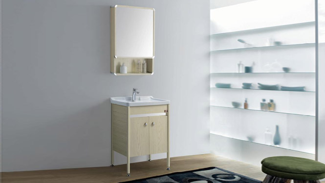 落地款式太空铝浴室柜组合 简约时尚浴室柜陶瓷盆GD9629C  610mm
