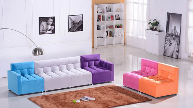 布艺沙发组合 现代简约大小户型客厅转角时尚布沙发 8008