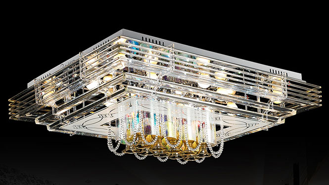 客厅灯现代简约创意LED吸顶灯长方形大气水晶灯卧室灯餐厅灯具饰 70112