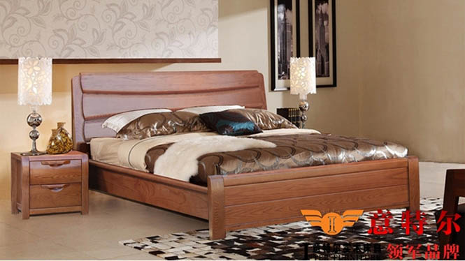 厂家直销意特尔新品美国红橡木全实木橡木床1.8米双人床大床婚床 9662