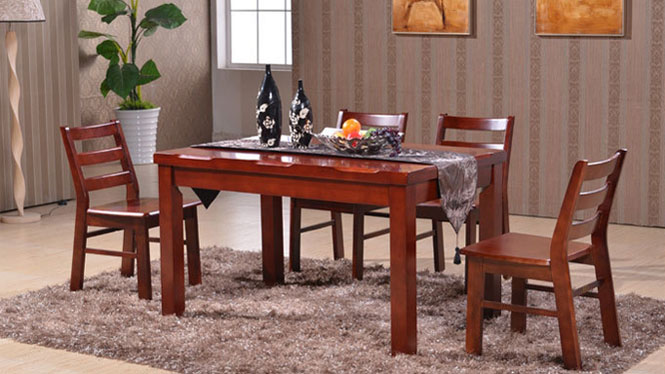 家用实木餐桌椅组合 桌子 餐厅桌椅实木家具可定制127# 135*85*76