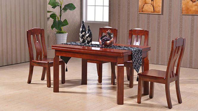 家用实木餐桌椅组合 桌子 餐厅桌椅实木家具可定制128# 135*85*76