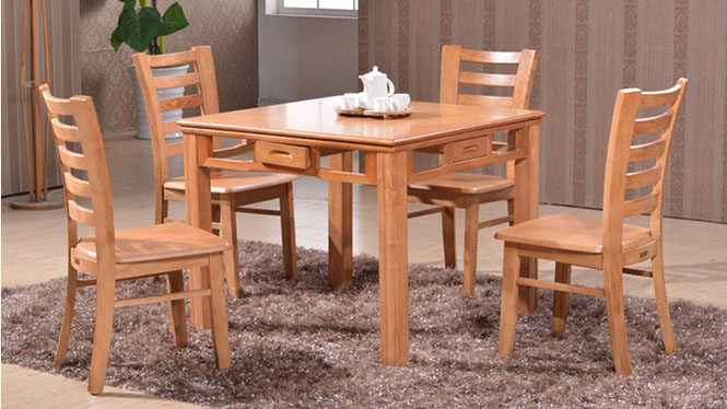家用实木餐桌椅组合 桌子 餐厅桌椅实木家具可定制816# 95*95*76