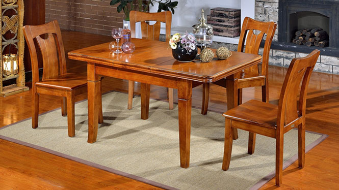 家用实木餐桌椅组合 桌子 餐厅桌椅实木家具可定制1006# 135*85*76