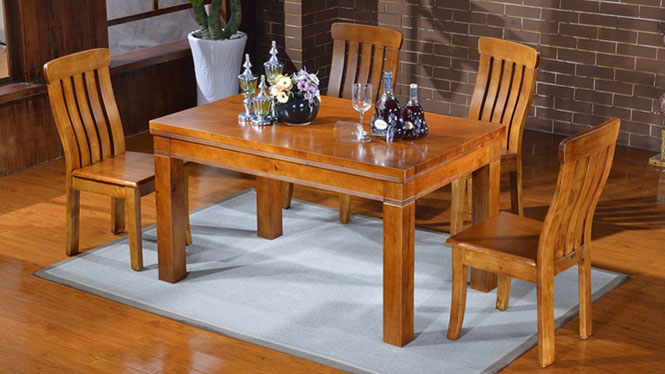 家用实木餐桌椅组合 桌子 餐厅桌椅实木家具可定制1011# 135*85*76