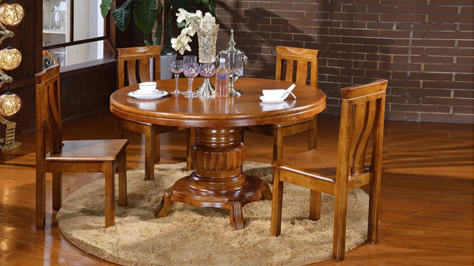 家用实木餐桌椅组合 桌子 餐厅桌椅实木家具可定制1016# 135*85*76