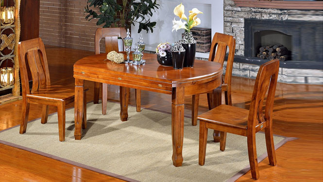 家用实木餐桌椅组合 桌子 餐厅桌椅实木家具可定制1503# 150*90*76