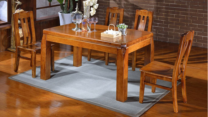 家用实木餐桌椅组合 桌子 餐厅桌椅实木家具可定制1519# 150*90*76