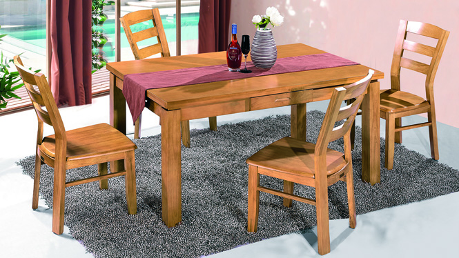 家用实木餐桌椅组合 桌子 餐厅桌椅实木家具可定制142# 140*90*76