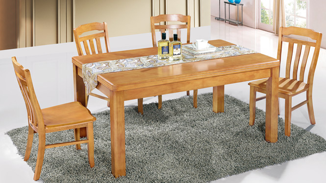 家用实木餐桌椅组合 桌子 餐厅桌椅实木家具可定制162# 150*90*76