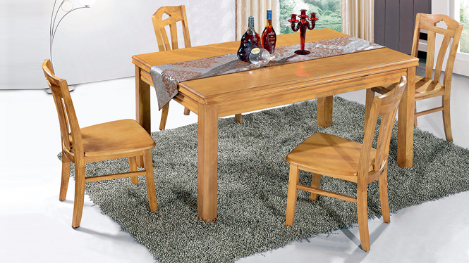 家用实木餐桌椅组合 桌子 餐厅桌椅实木家具可定制163# 150*90*76
