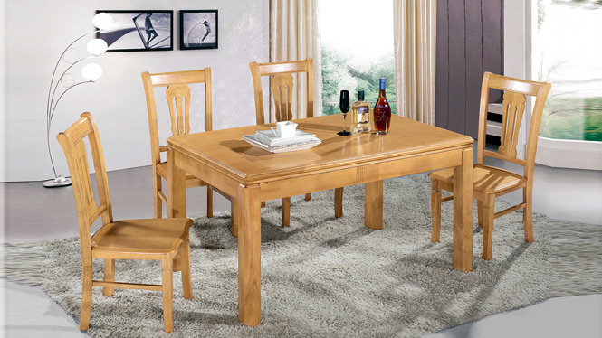 家用实木餐桌椅组合 桌子 餐厅桌椅实木家具可定制165# 150*90*76