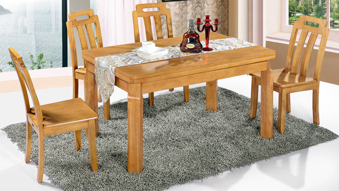家用实木餐桌椅组合 桌子 餐厅桌椅实木家具可定制168# 150*90*76