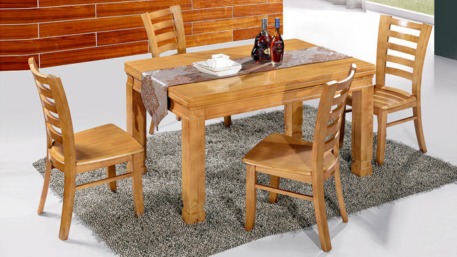 家用实木餐桌椅组合 桌子 餐厅桌椅实木家具可定制169# 150*90*76