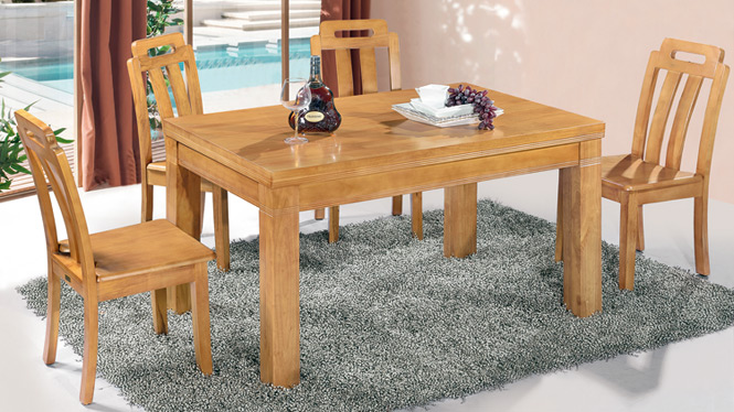 家用实木餐桌椅组合 桌子 餐厅桌椅实木家具可定制170# 150*90*76