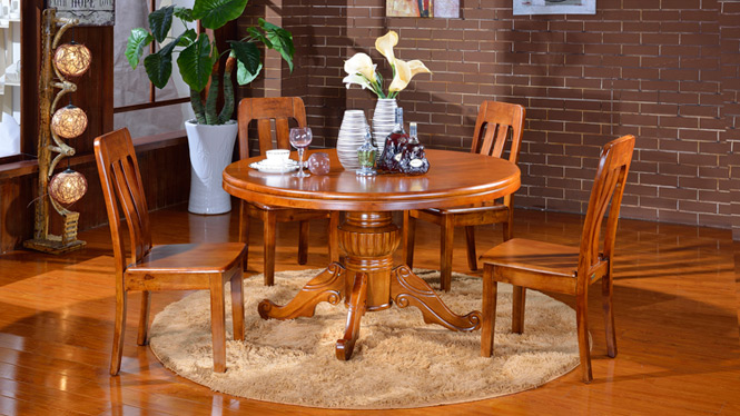 家用实木餐桌椅组合 桌子 餐厅桌椅实木家具可定制1017# 135*85*76