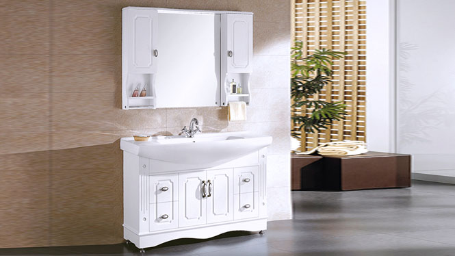 浴室柜 橡木 落地 实木 洗手盆台盆柜 整体洗脸盆柜组合 1200mm Y-0075