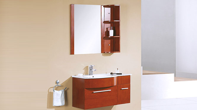实木卫浴柜洗浴柜洗脸盆橡木浴室柜组合镜柜吊柜浴室家具 900mm Y-0087