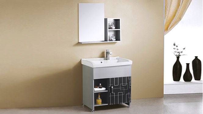 不锈钢洗衣柜组合简约小户型落地式洗脸洗手盆卫浴柜组合 710mm YB-9086