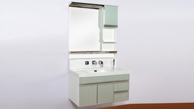 整体浴室柜组合 PVC板现代简约卫浴柜洗手脸盆柜玉石盆900mm 2093