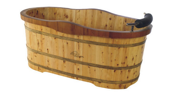 香柏木单人洗浴木盆泡澡木桶沐浴桶 成人木质浴缸实木洗澡盆RY016