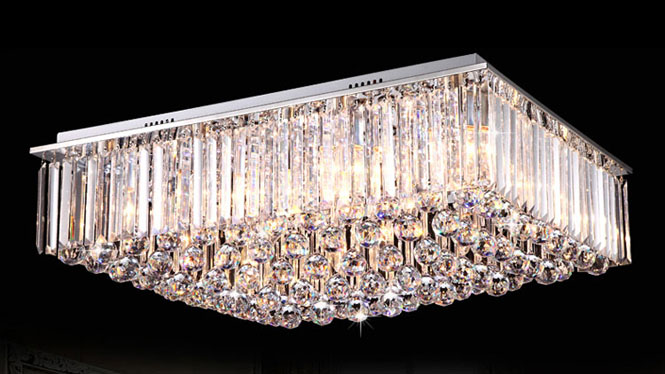 现代时尚简约欧式大客厅卧室餐厅高档长方形LED吸顶水晶吊灯饰具M9117B