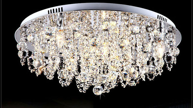 现代简约时尚家居装饰客厅卧室埃及K9水晶灯圆形led遥控吸顶灯具M9130