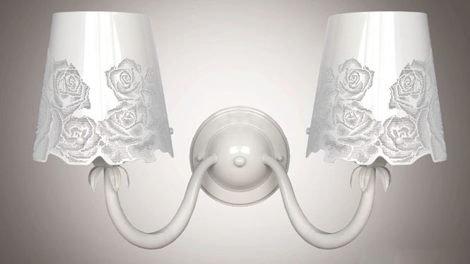 现代简约壁灯铁艺壁灯双头白色壁灯北欧宜家壁灯玫瑰铁艺雕花装饰灯具BW-R115