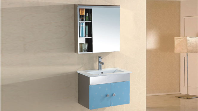 不锈钢浴室柜组合卫浴柜洗手脸盆柜 现代简约挂墙式吊柜600mm 15534