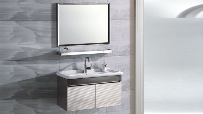 不锈钢浴室柜组合 卫浴柜洗手脸盆 现代简约挂墙式吊柜800mm 15520