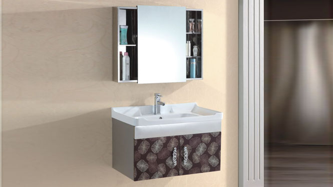 不锈钢浴室柜组合洗手盆柜组合洗脸盆柜组合挂墙式800mm 15516