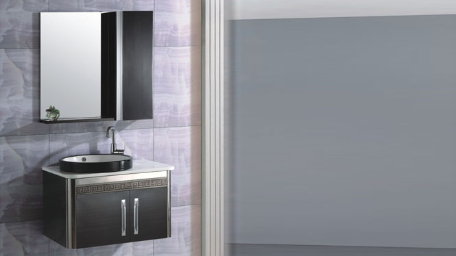 不锈钢浴室柜组合 卫浴柜洗脸盆柜组合 卫洗手盆柜组合挂墙式700mm 15508