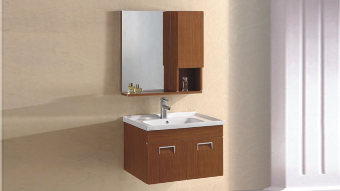 太空铝浴室柜合金卫浴柜一体陶瓷洗手洗脸盆镜柜挂墙式700mm 15106