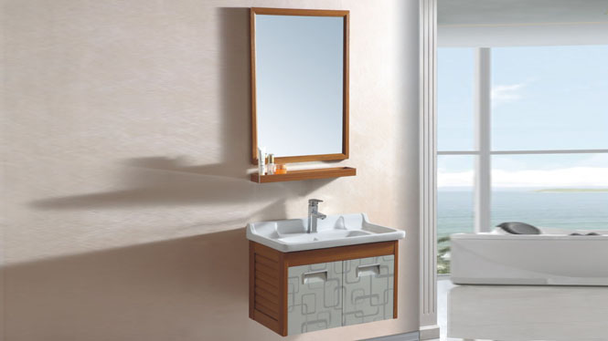 太空铝浴室柜组合 铝合金卫浴柜洗手盆柜组合挂墙式 700mm 15089