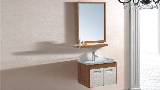 太空铝浴室柜合金卫浴柜一体陶瓷洗手洗脸盆镜柜挂墙式600mm 15088